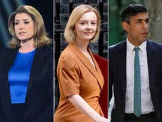 Tory leadership – live: Truss boosted by Badenoch elimination as Sunak retains lead