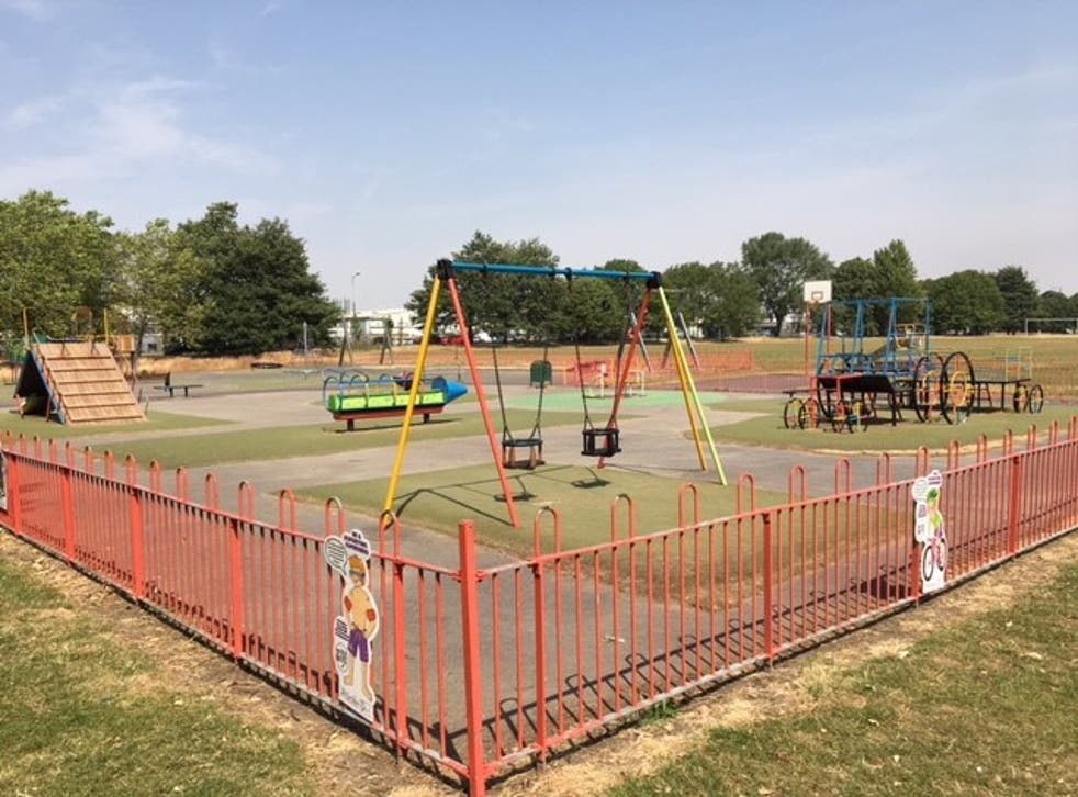 <p>Deserted play area at Sandall Park, Doncaster</p>