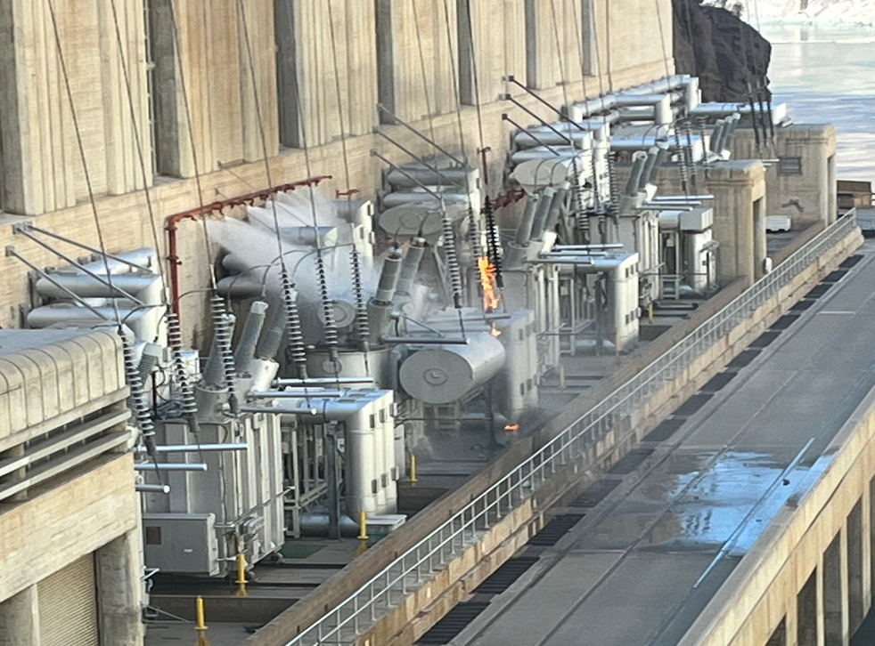 <p>A transformer caught fire at the Hoover Dam in Nevada</p>