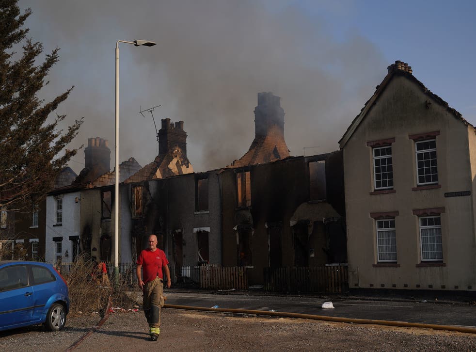 <p>Row of houses destroyed in the Wennington fire</p>
