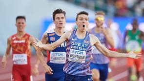 Britain’s Jake Wightmancelebrates after winning the 1500m at the World Athletics Championships in Eugene, Oregon