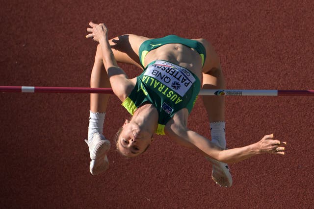 Australia's Eleanor Patterson competes in the women's high jump final during the World Athletics Championships at Hayward Field in Eugene, Oregon