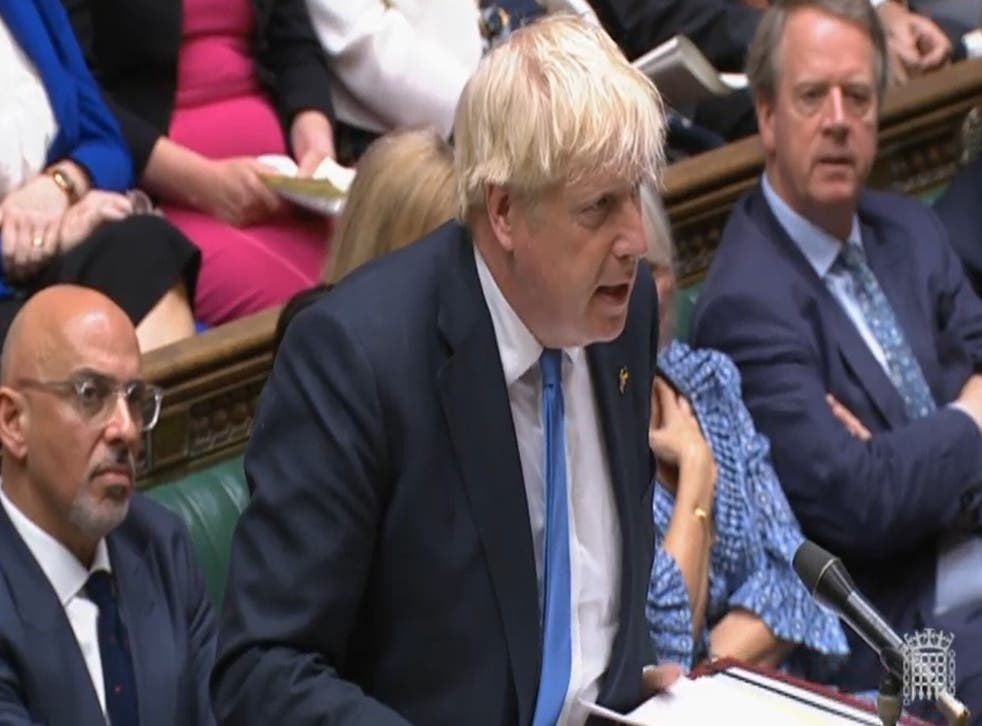 Outgoing Prime Minister Boris Johnson speaks during Prime Minister’s Questions (庶民院/ PA)