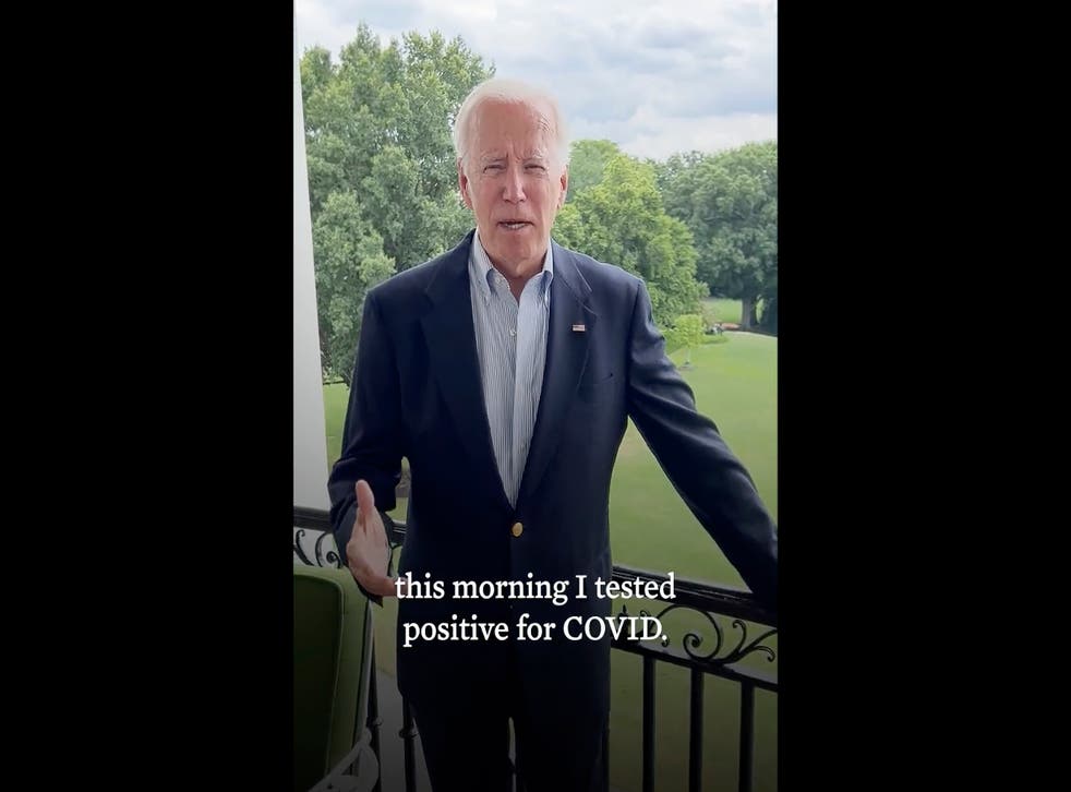 <p>Joe Biden delivers a message after testing positive for Covid-19. </p>