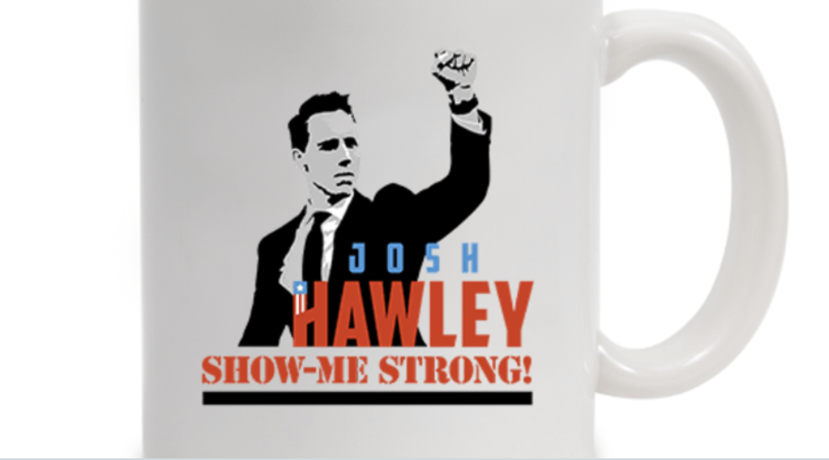 Josh Hawley mocked for promoting clenched fist mug after fleeing Jan 6 mob