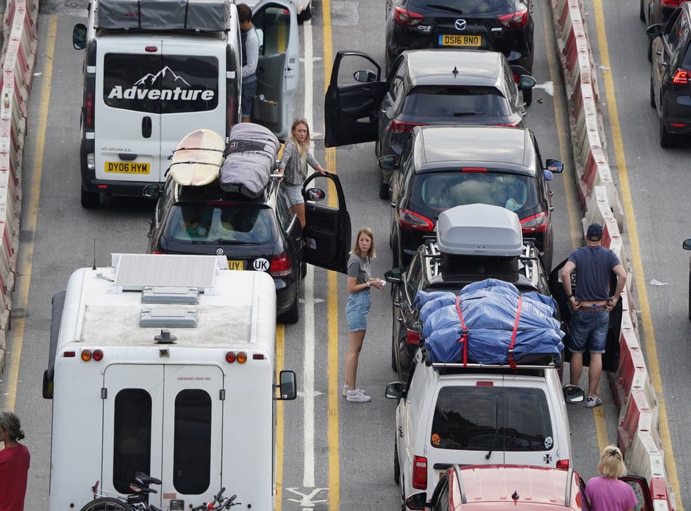 Cars queue at the check-in at the Port of Dover in Kent (Gareth Fuller/PA)