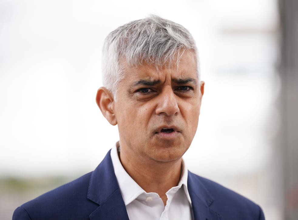 <p>Mayor of London Sadiq Khan speaking to media during the official celebration of the opening of the new Barking Riverside station, in Barking, east London</p>