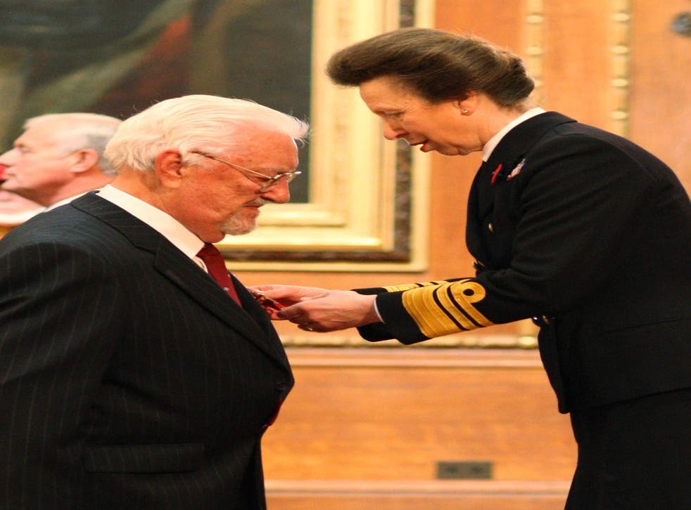 Bernard Cribbins is made an Officer of the British Empire (OBE) during an Investiture ceremony from the Princess Royal at Windsor Castle.