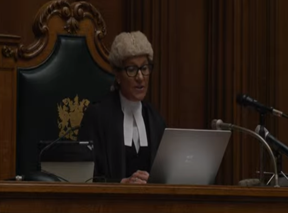 <p>Judge Sarah Munro reads out the sentence in Ben Oliver’s trial at the Old Bailey </p>