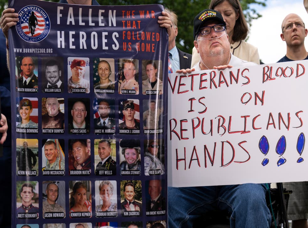 <p>Veterans and advocates have condemned the GOP lawmakers now stopping veterans getting healthcare</p>