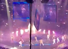Falling screen hits 2 dancers on stage at Hong Kong concert