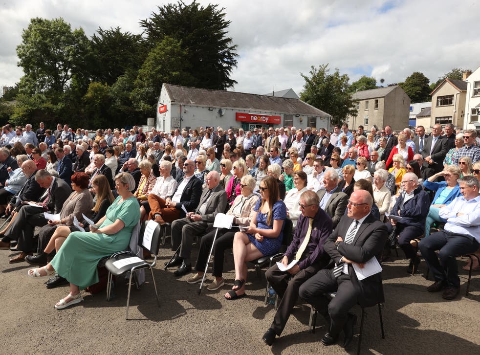 A service in Claudy to commemorate the nine people killed in three bomb blasts in the town in 1972 (Liam McBurney/PA)