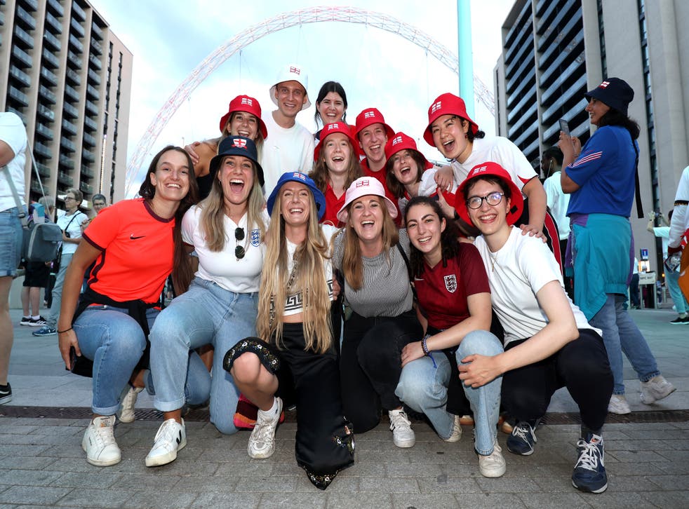 England fans celebrate at Wembley (James Manning/PA)