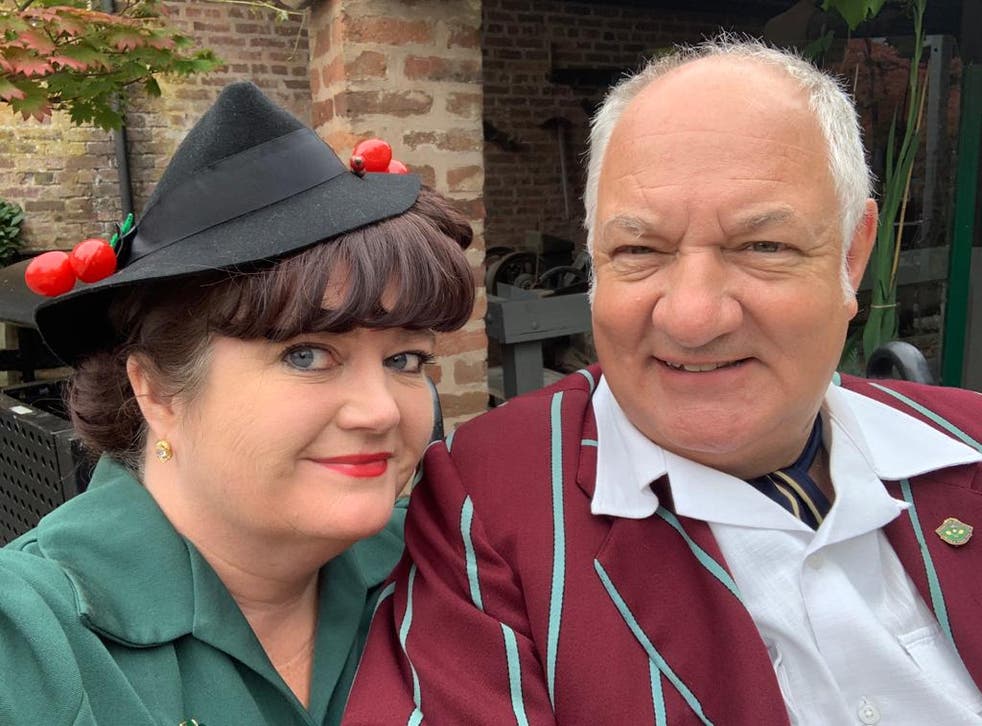 Teresa Fisher, 50, from Stone in Staffordshire, dresses as a 1940s ‘promenader’ with her husband Steve, 62, on their visits to heritage railways and stately homes. (Teresa Fisher/PA)