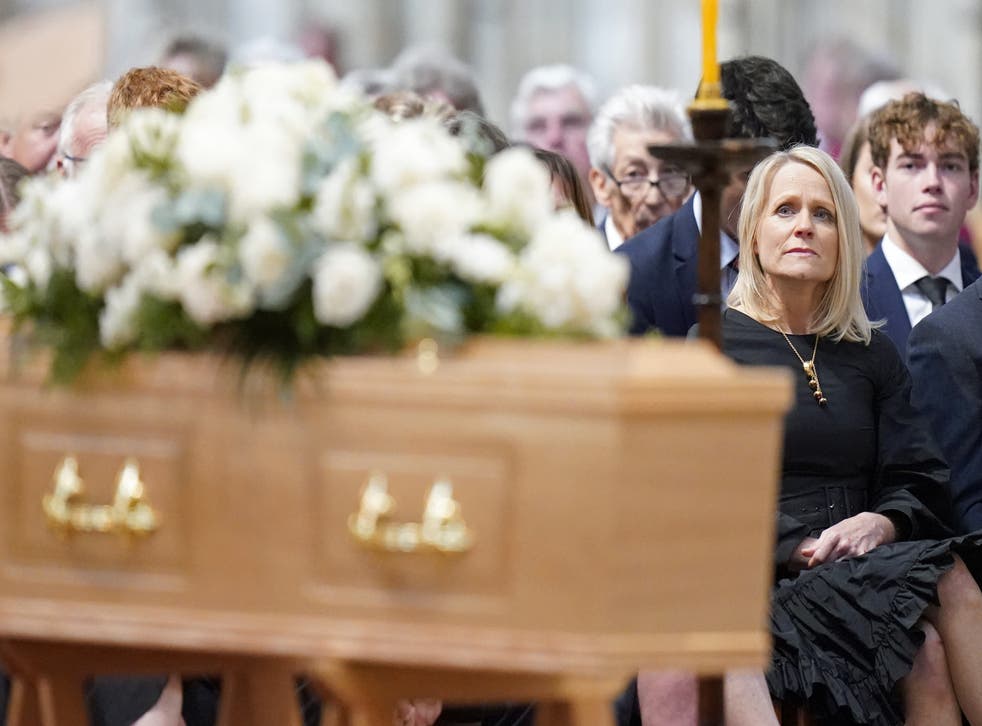 <p>Gration’s widow Helen Chene at the service</p>