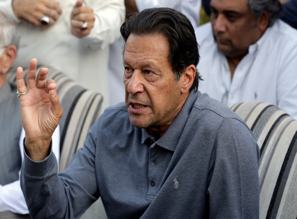 <p>Imran Khan claimed that a range of enemies had conspired to carry out ‘regime change’ </p>