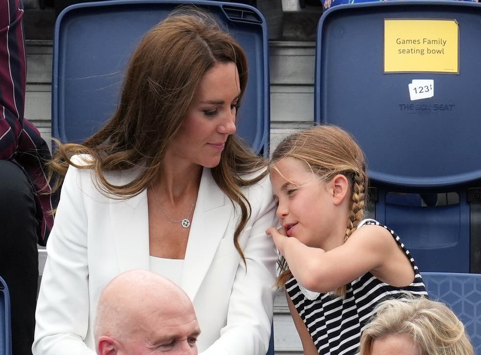 The duchess with Princess Charlotte at the hockey (Jacob King/PA)