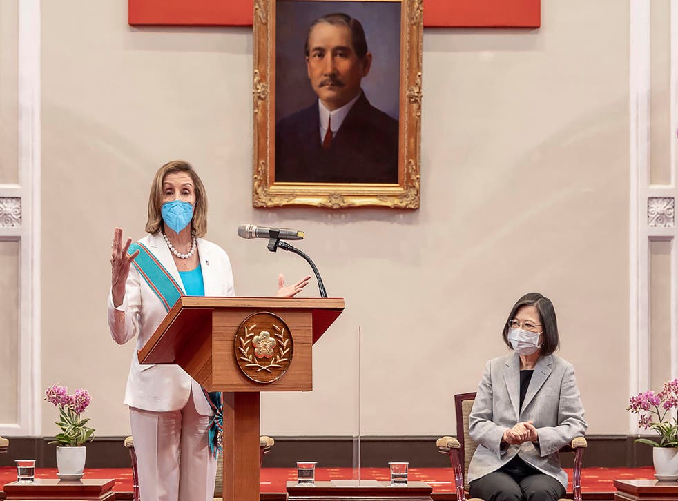 <p>Pelosi was given Taiwan’s highest civilian award during her visit to Taipei </p>