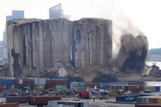 Part of Beirut’s port silos collapses on 2nd anniversary