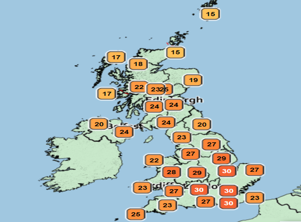 <p>The mercury is set to soar into the 30s this week as forecasters have predicted another <a href="/topic/heatwave">熱波</a> is on the cards for the <a a href =topic/uk">イギ�a�ス</apgt;</p>
