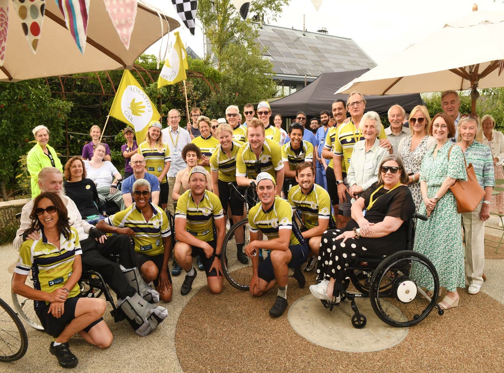The cycle team met with patients and staff at the spinal injury centres (Russell Sach)