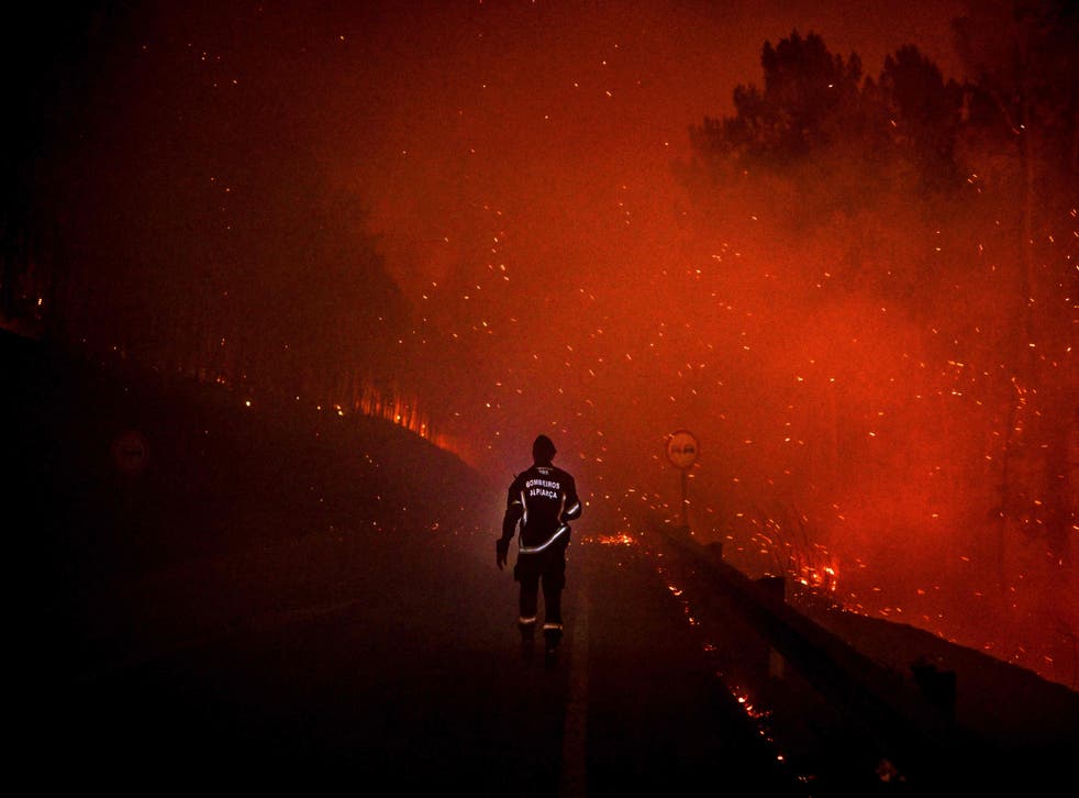 <p>A firefighter in Manteigas, central Portugal, au 10 août, 2022.</ppgt;
