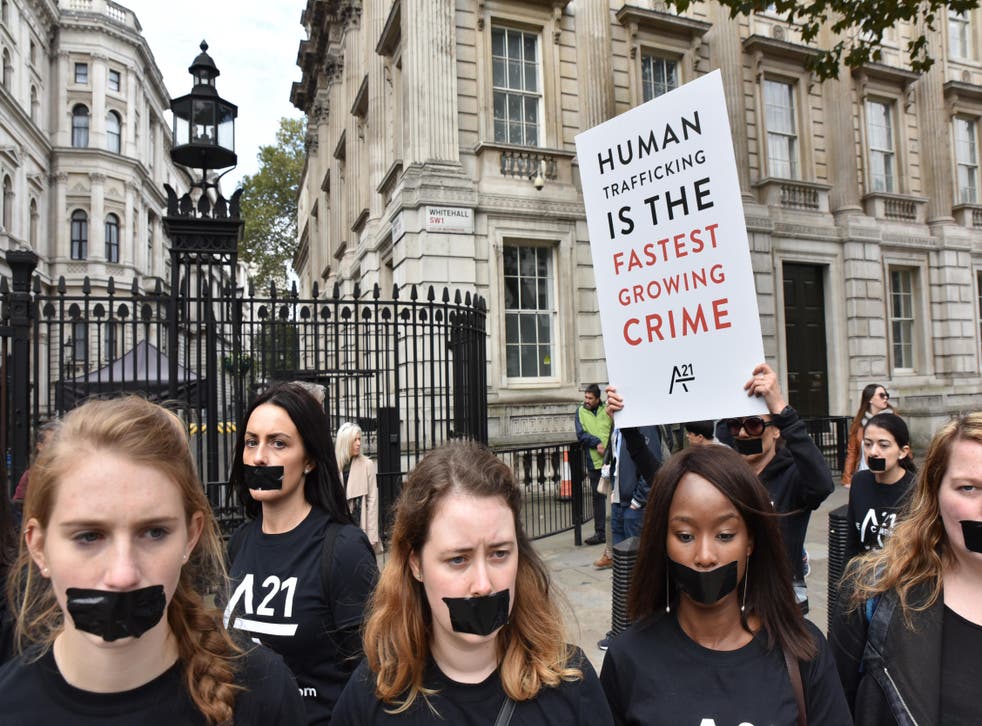 A silence march against modern slavery in London in 2016 (Alamy / PA)