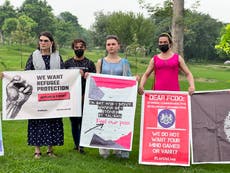 LGBT+ Afghans call on UK to save them from Taliban violence in Pakistan protest