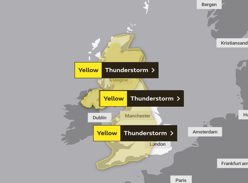 <p>The yellow weather warning will run from 6am to 11.59pm on Monday</p>