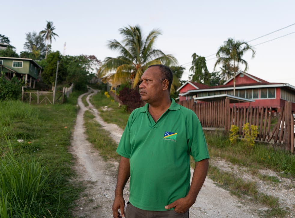 <p>Malaita Premier Daniel Suidani stands outside his office in the town of Auki</s>