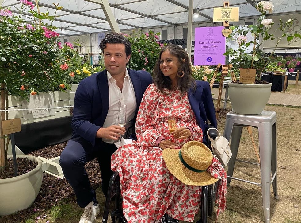 Dame Deborah James, with her husband Sebastien Bowen during a private tour at the Chelsea Flower Show (The Harkness Rose Company/PA)