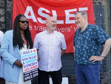 Labour MPs defy Keir Starmer by joining striking train drivers on picket line