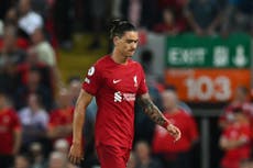 Darwin Nunez ‘let teammates down’ with Anfield debut red card, says Klopp