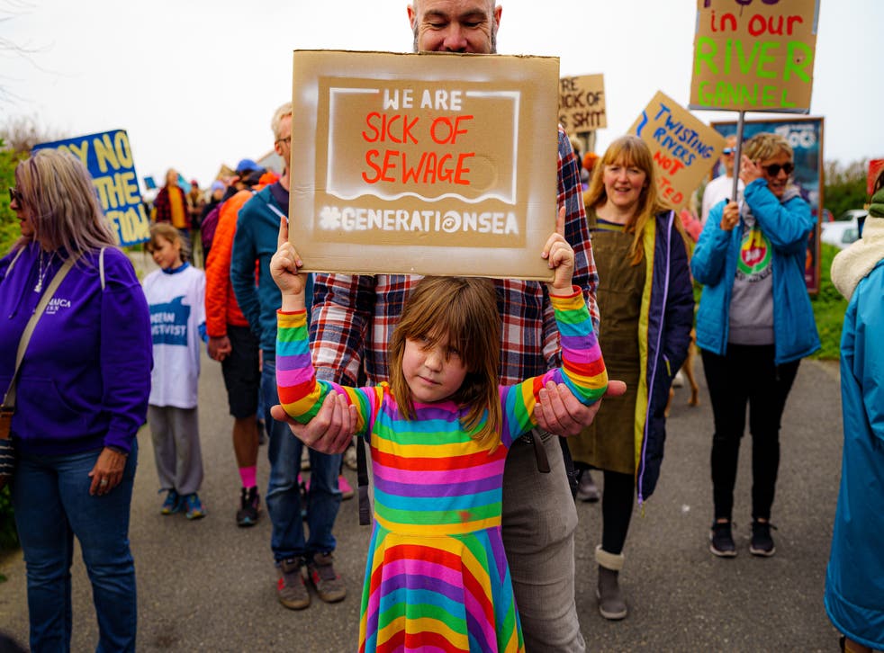<p>Campaigners march from Fistral Beach, Newquay, as they take part in a National Day of Action on Sewage Pollution coordinated by Surfers Against Sewage</bl>