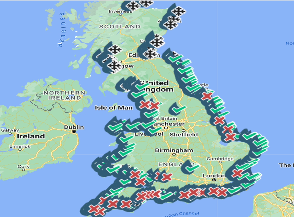 <p>A map from Surfers Against Sewage shows were water companies have discharged sewage across the country  </bl>