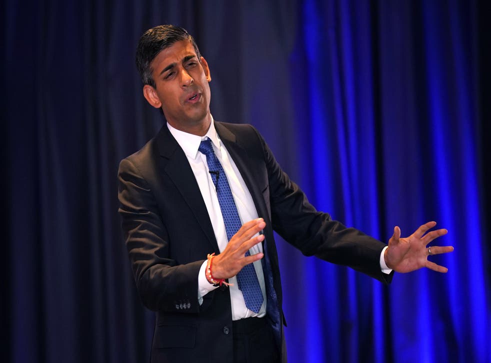 Rishi Sunak during the hustings event at the Culloden Hotel in Belfast (Niall Carson/PA)