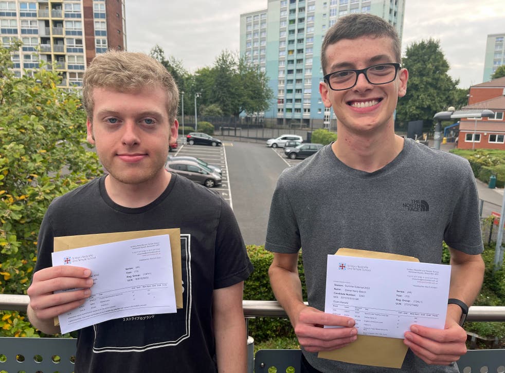 Twins brothers Thomas and Daniel Beech are both heading to top universities following their A* A-level results (Rod Minchin/PA)