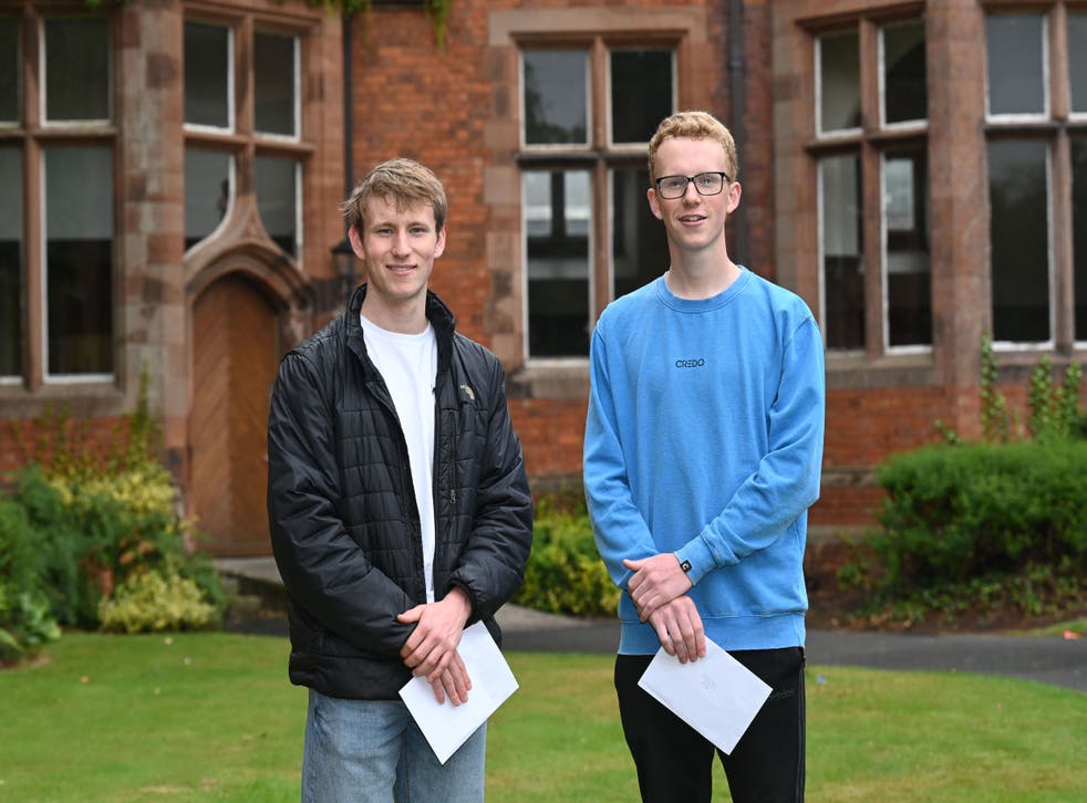Campbell College pupils Harry Cooper and his twin brother Robbie both achieved three As in their A-levels (Michael Cooper/PA)