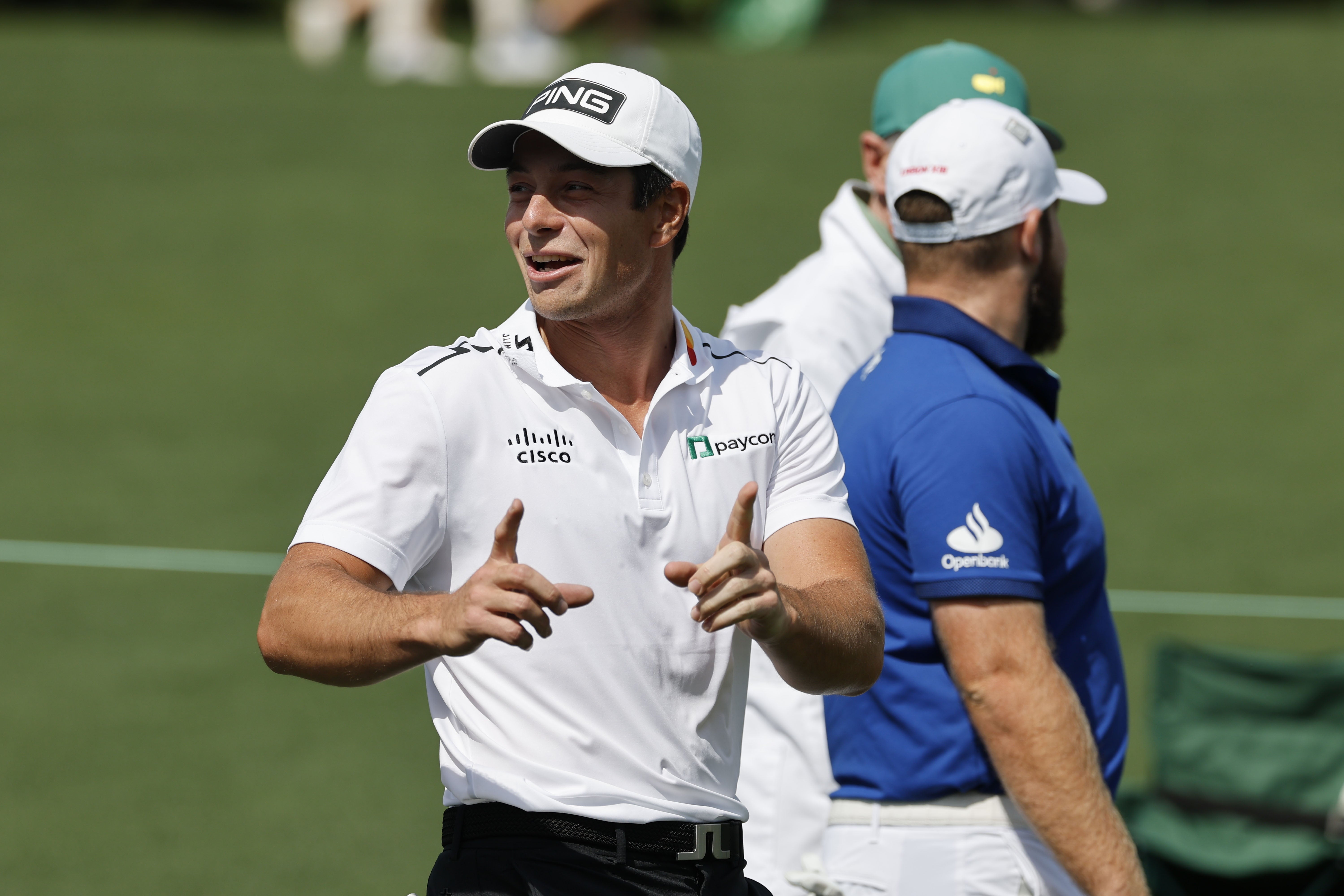 Viktor Hovland of Norway on the third green during the Par 3 Contest
