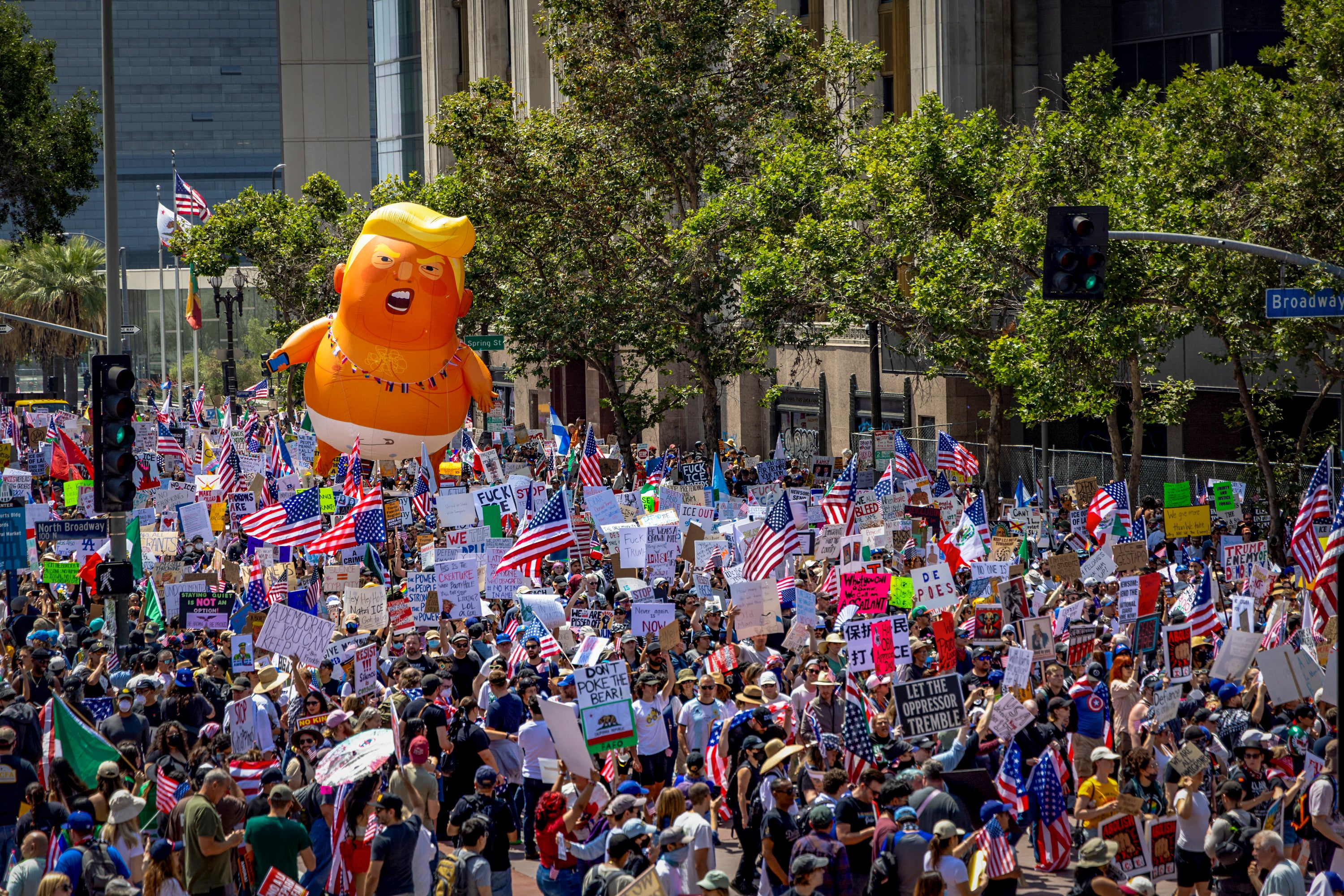 The Los Angeles ‘No Kings’ protest on June 14, featuring an inflatable ‘Baby Trump’ air balloon