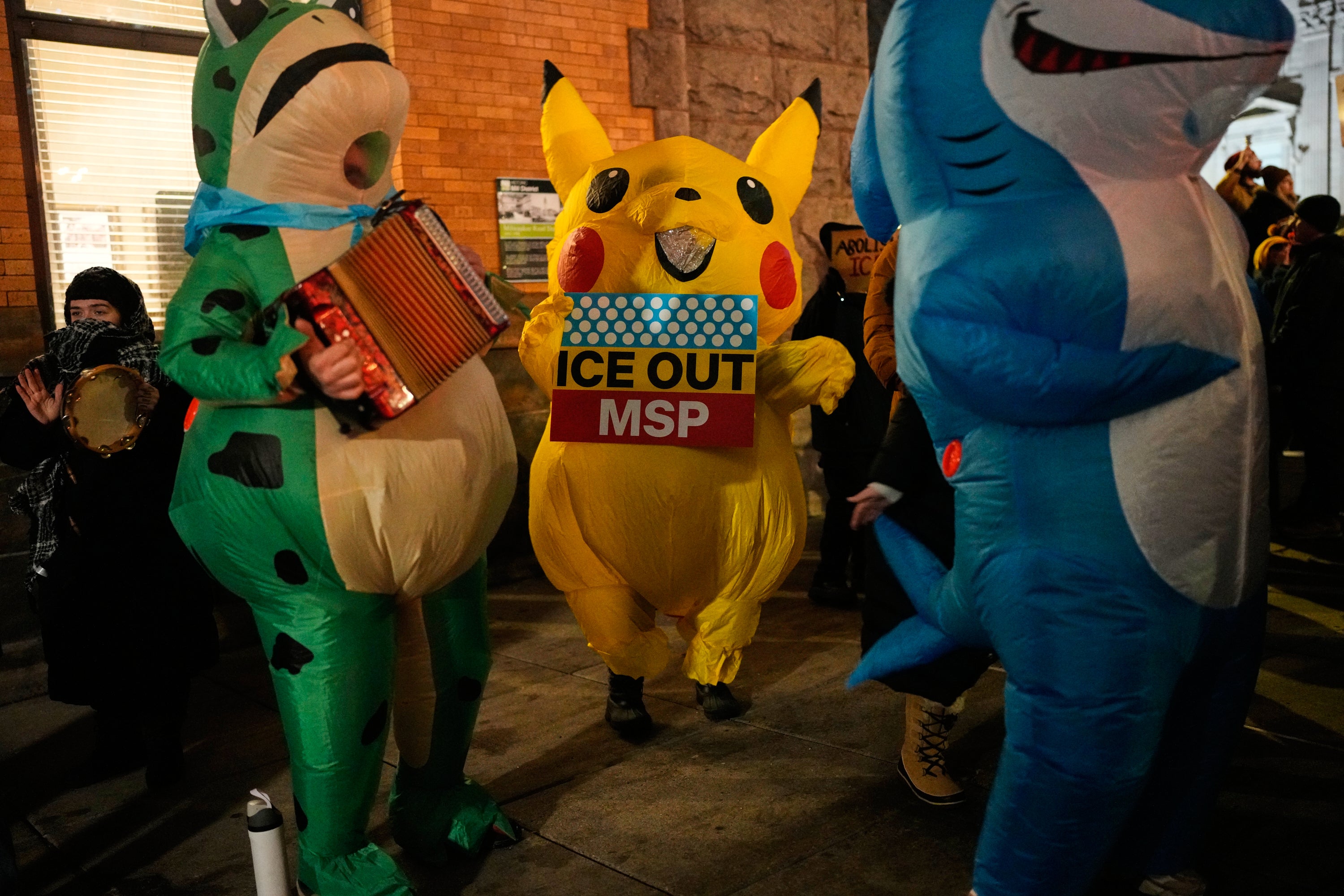 Some of the protesters dress as cartoon characters as a symbol of peaceful resistance