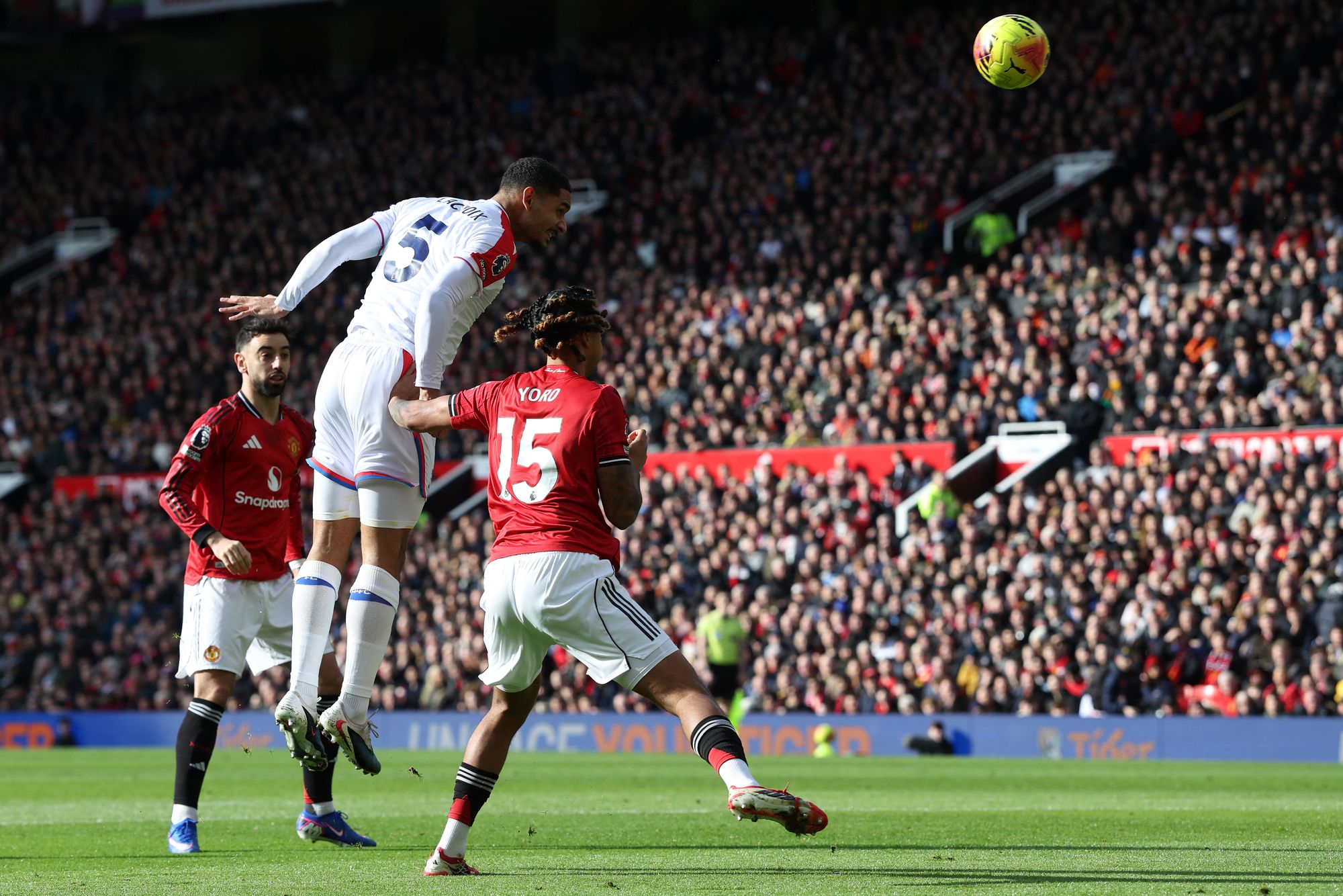 Maxence Lacroix powered in the opening goal as Palace took the lead at Old Trafford