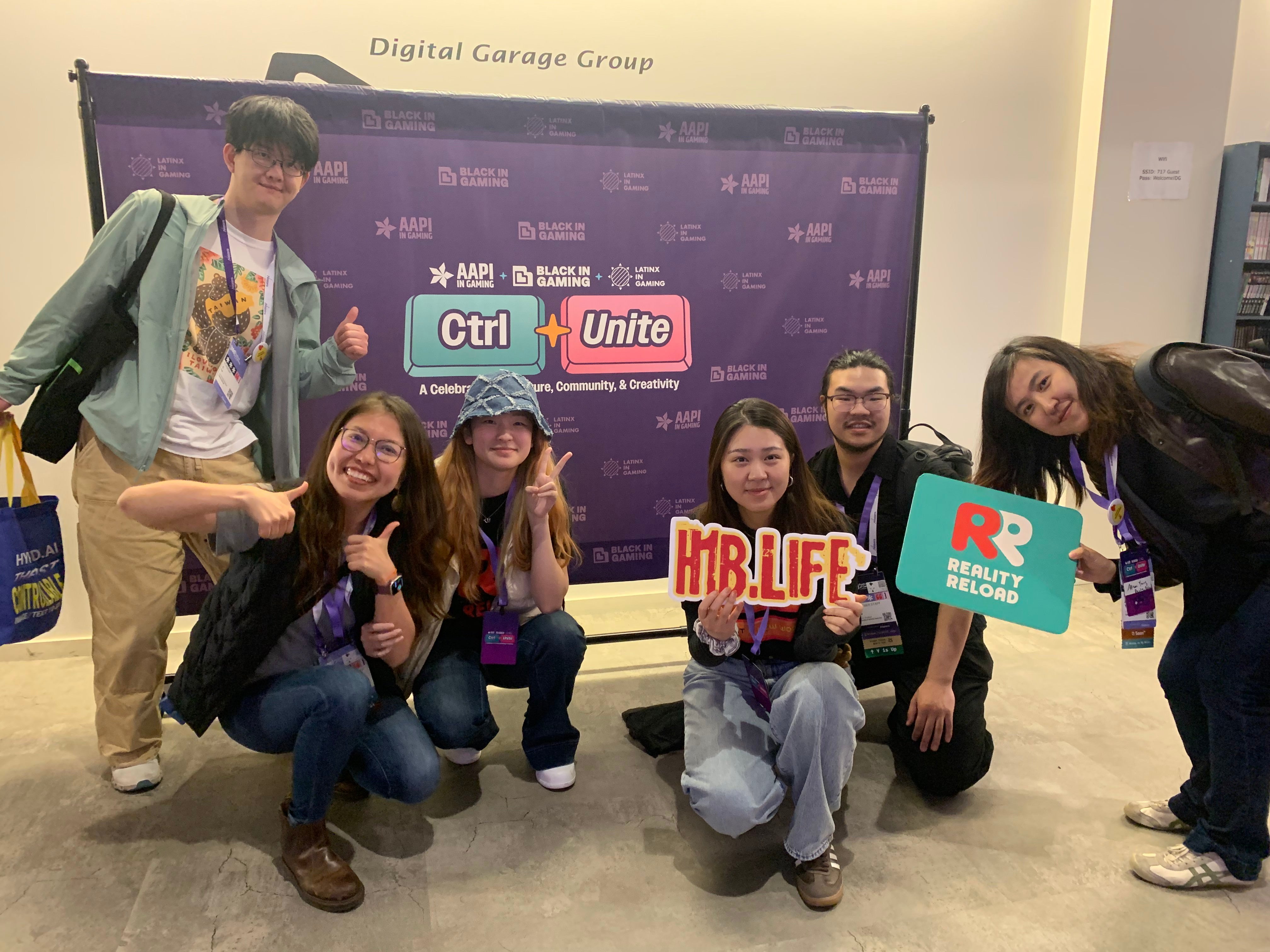 Allison Yang, right, and other members of Reality Reload at the Game Developers Conference in San Francisco, March 2026