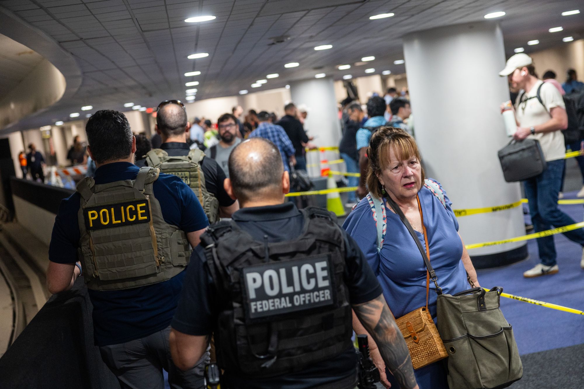 Donald Trump has deployed ICE agents across America at every opportunity, most recently to major airports around the country (seen here in Houston, Texas