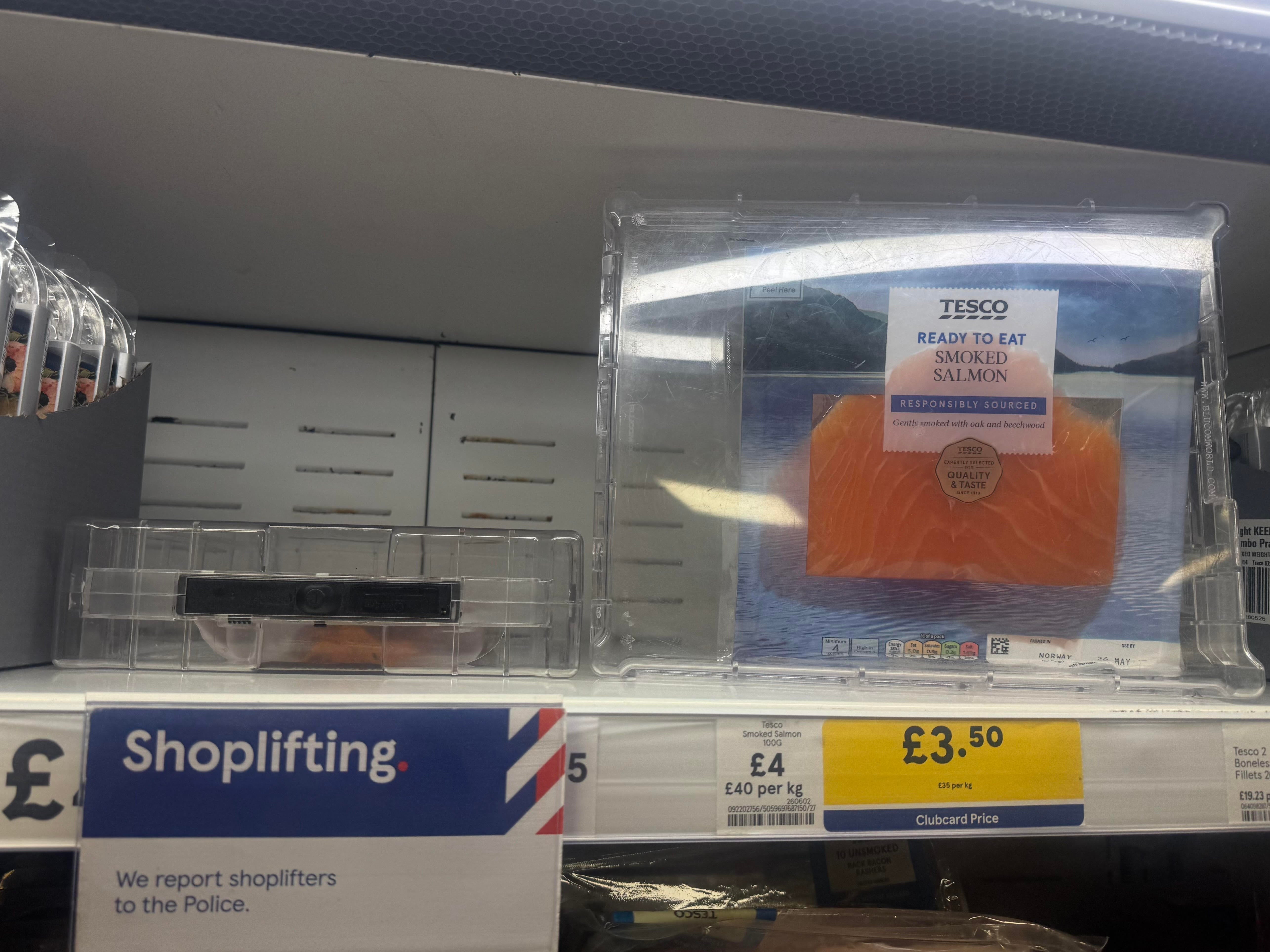 Tesco locks its salmon in plastic security boxes