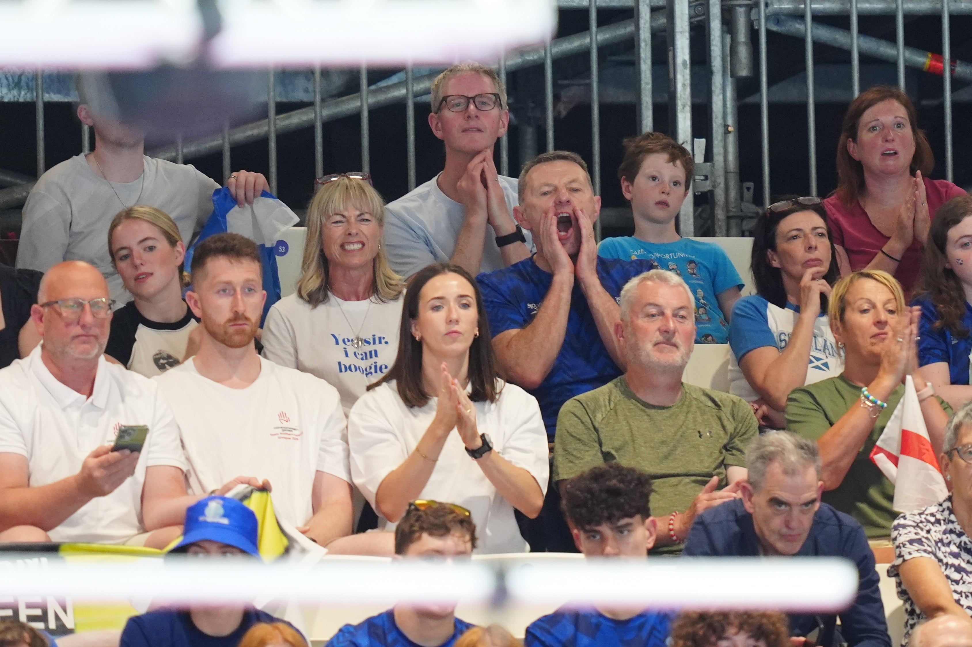 Sean McCann was cheered on by his parents Gerry and Kate McCann, and sister Amelie (Jane Barlow/PA)