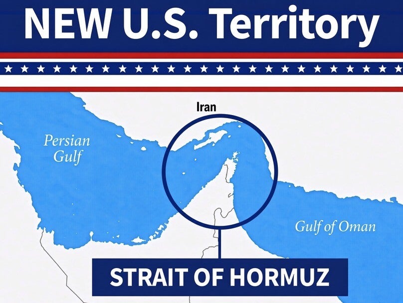 Trump's Truth Social post circled the strait as well as some Iranian territory on its northern and eastern borders