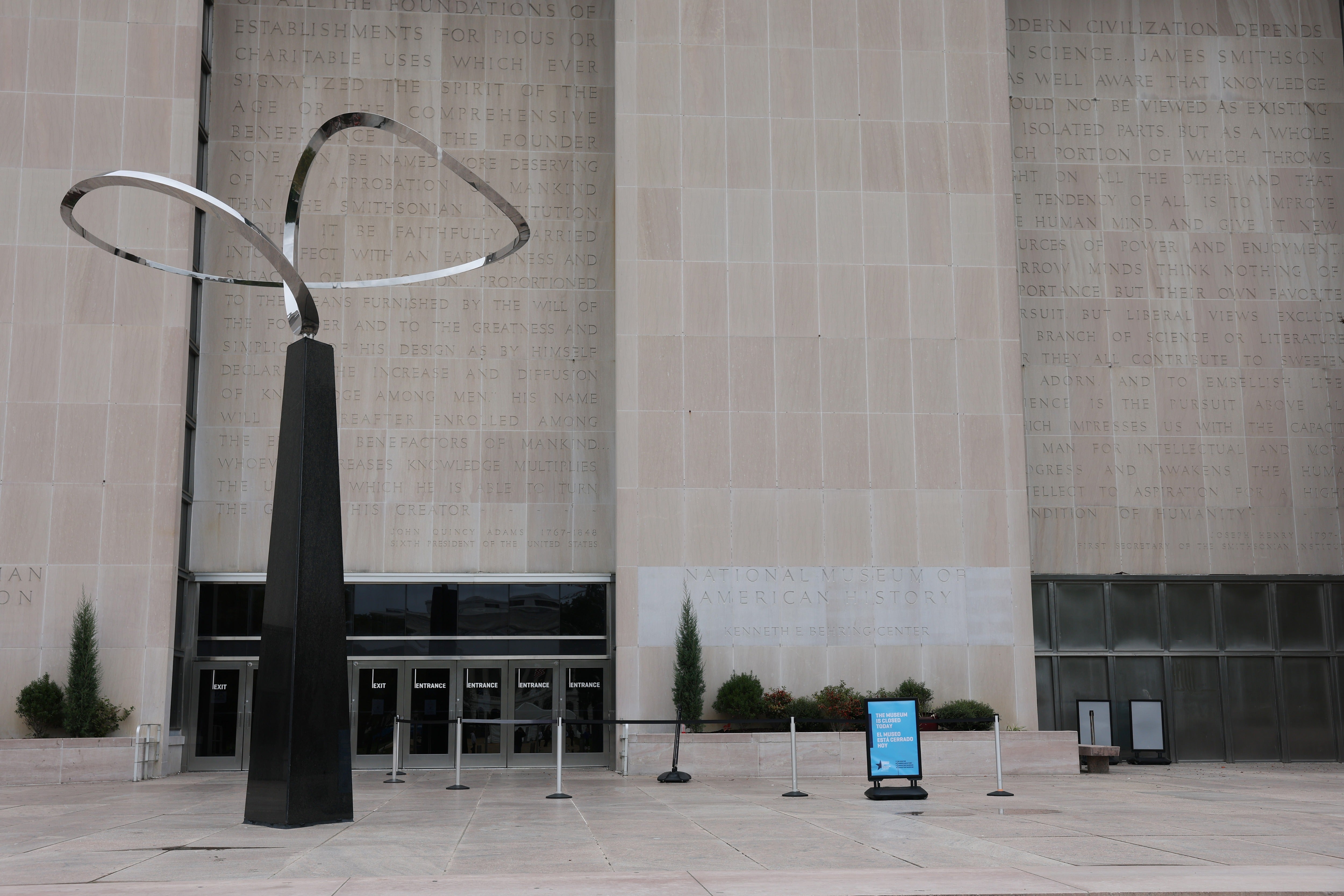 ‘Infinity,’ a three-dimensional interpretation of the infinity symbol, currently stands outside the National Museum of American History on the National Mall
