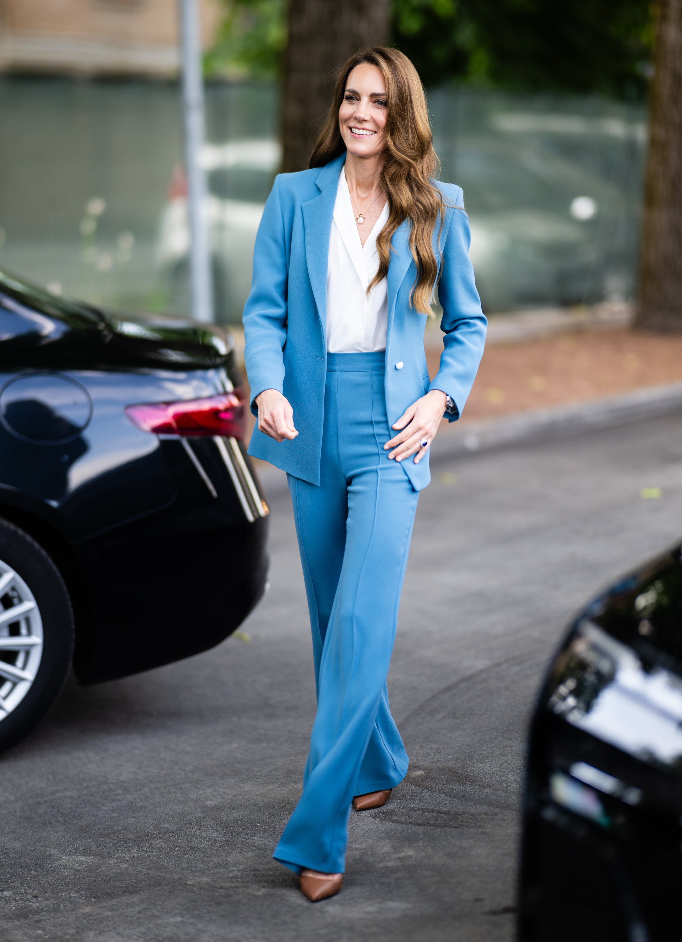 The Princess of Wales wearing an Edeline Lee cornflower blue suit in Italy in May (Samir Hussein/PA)
