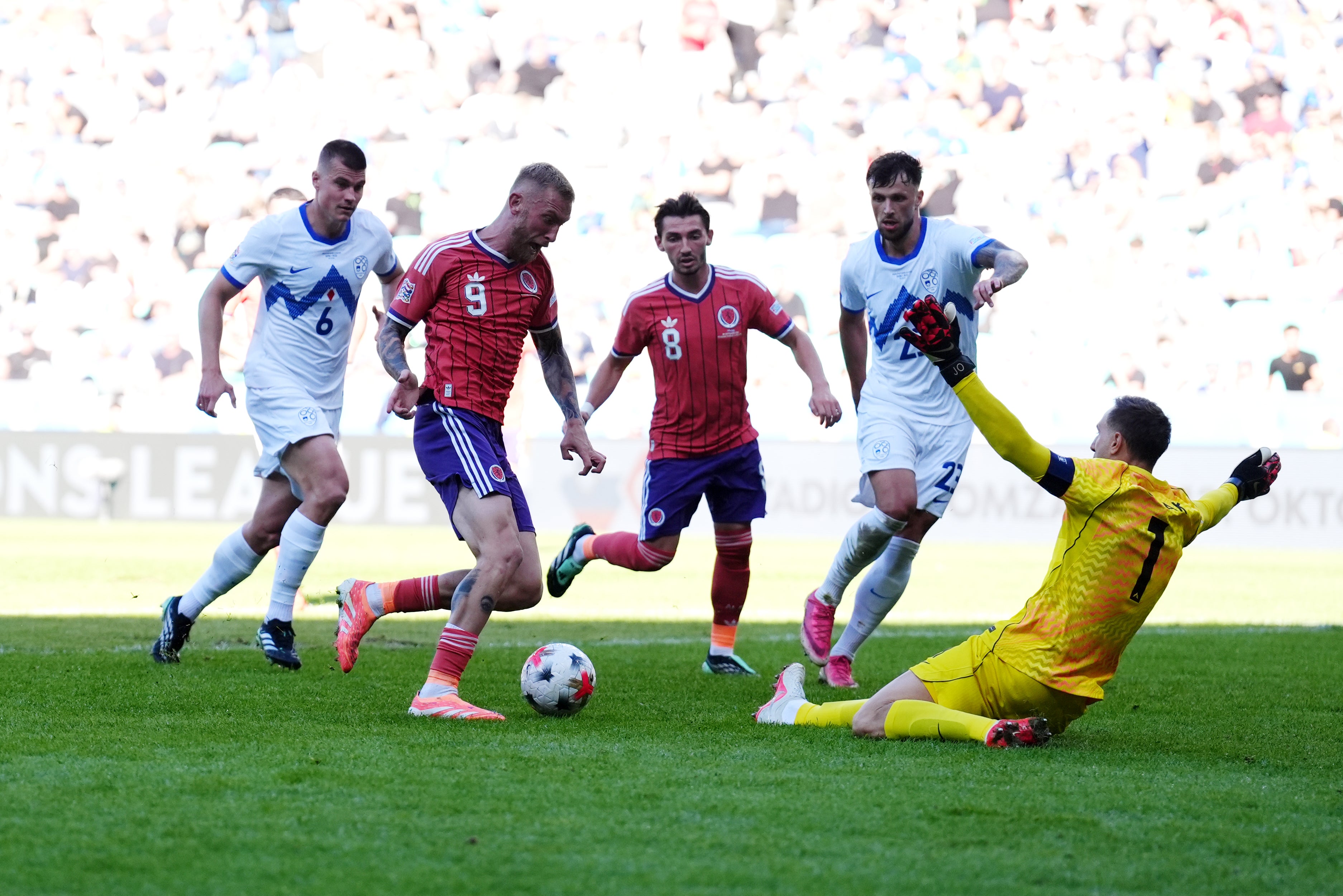 Oli McBurnie missed two good chances in Ljubljana